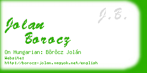 jolan borocz business card